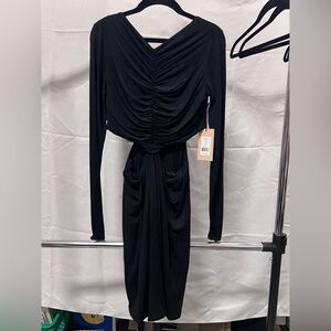 NWT Bailey 44 Elegant Black Ornella Ruched Dress